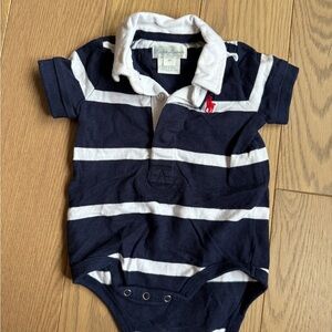 Ralph Lauren Navy and White Striped Onesie